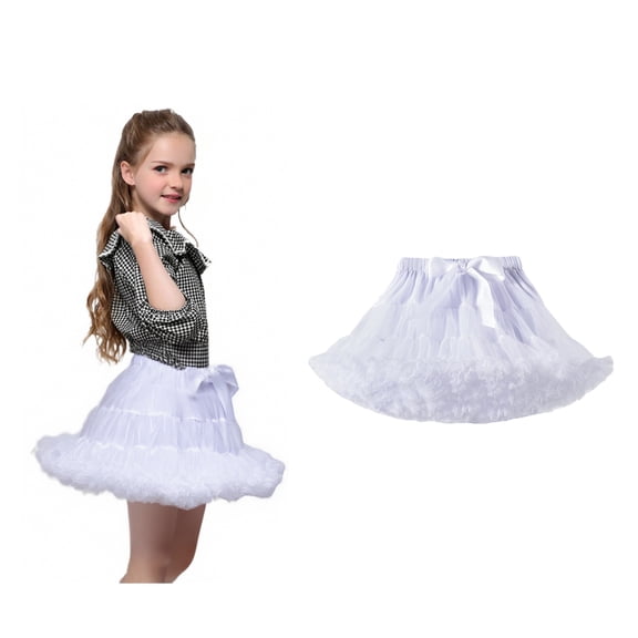 Kids Tutu Skirt Layers White Tutu Elastic Waist Princess Ballet Dance Dress Birthday Dress 9-12 Years