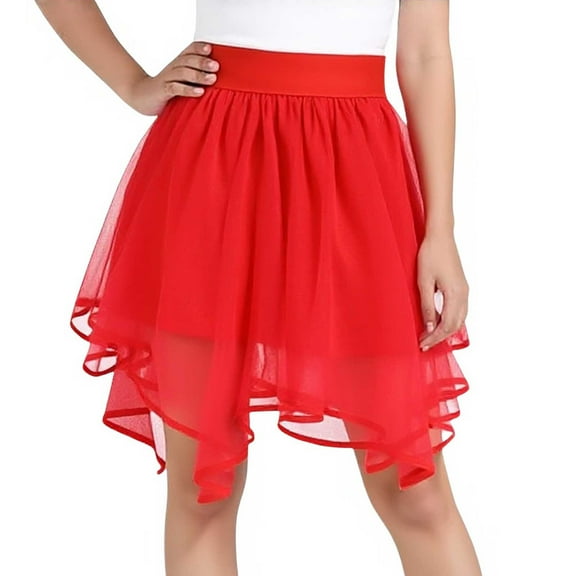 Kids Tutu for Girls Red Tutu Dance Skirts for Girls Fashion Casual Skirts Ballet Dress for Girls 5-6 Years Mardi Gras Skirt