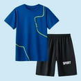 thumbnail image 1 of Kids Tween Boy Clothes Casual Short Sleeve Athletic Shirt + 2Pcs Shorts Summer Clothing Set Boys Shorts Set, 1 of 3