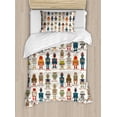 thumbnail image 1 of Kids Twin Size Duvet Cover Set, Various Different Super Robot Figures Set in Cartoon Style Fantasy Futuristic Machine, Decorative 2 Piece Bedding Set with 1 Pillow Sham, Multicolor, by Ambesonne, 1 of 3