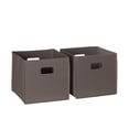 thumbnail image 1 of RiverRidge Kids 2 Piece Fabric Collapsible Storage Cube Organizers with Handles for Playroom Organization - Brown, 1 of 6
