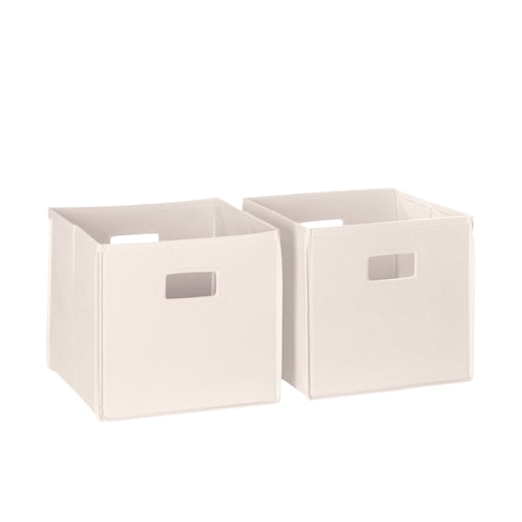 RiverRidge Kids 2 Piece Fabric Collapsible Storage Cube Organizers with Handles for Playroom Organization - Cream