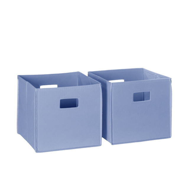 RiverRidge Kids 2 Piece Fabric Collapsible Storage Cube Organizers with Handles for Playroom Organization - Periwinkle Blue