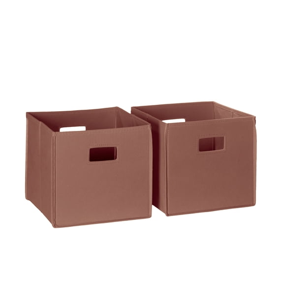 RiverRidge Kids 2 Piece Fabric Collapsible Storage Cube Organizers with Handles for Playroom Organization - Terracotta