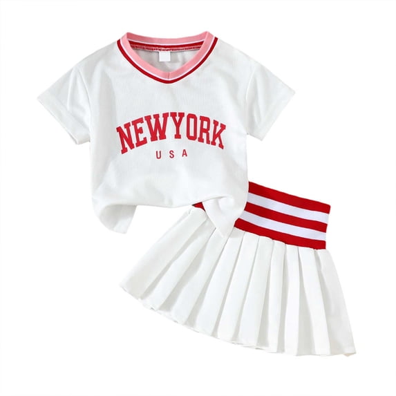 Kids Two Piece Outfits Girls Girls Printed Crop Top & Skirt Set Short Sleeve Summer Outfit Casual 2 Piece Skirt & Tee