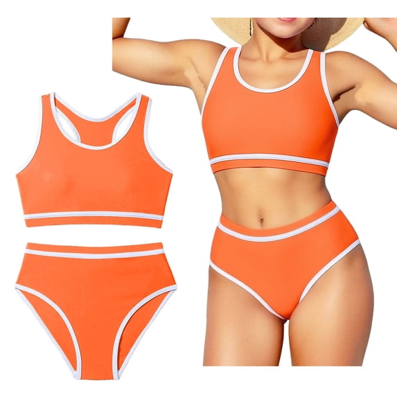 Kids Two Piece Swimsuits Quick Dry Girls Bikinis with Chest Pad Swim Suits for Kids 5-6 Years