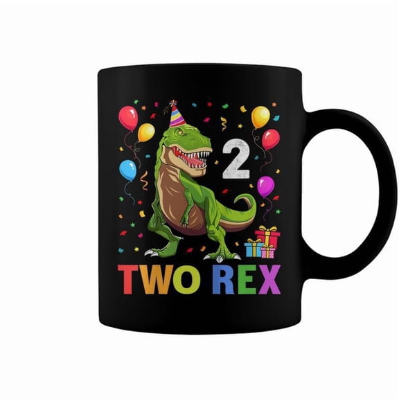 Kids Two Rex 2Nd Birthday Gift Second Dinosaur 2 Year Old Coffee Mugs
