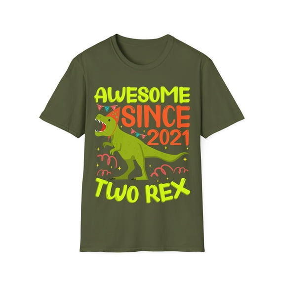 Kids Two Rex 2nd Birthday Present Second Dinosaur 2 Year Old