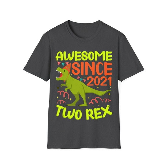Kids Two Rex 2nd Birthday Present Second Dinosaur 2 Year Old