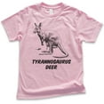 thumbnail image 1 of Kids Tyrannosaurus Deer Shirt, Youth Kids Boy Girl T-Shirt, Kangaroo Shirt, Roo Shirt, Light Pink, Small, 1 of 4