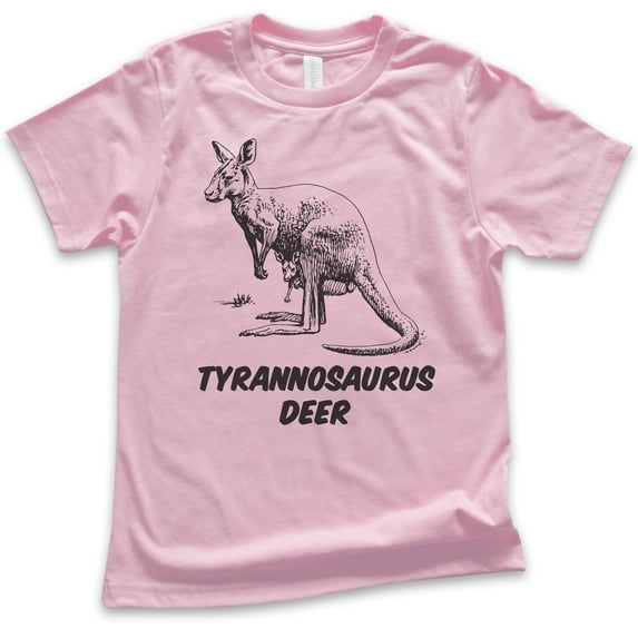 Kids Tyrannosaurus Deer Shirt, Youth Kids Boy Girl T-Shirt, Kangaroo Shirt, Roo Shirt, Light Pink, Small