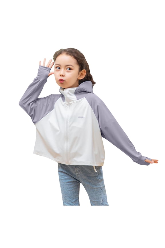 Kids UPF 50+ Lightweight Athletic Jacket Zip Up Long Sleeve Raglan Hoodie Sun Protection Quick Dry Clothes