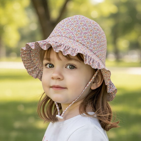 Kids UPF50+ Sun Hat With Neck Flap Adjustable Chin Strap Fisherman Cap for 1-4 Years Toddler Beach Outdoor