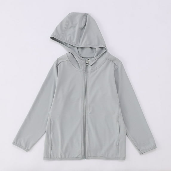 Kids Active Zipper Sun Protection Jacket Full-Zip Long Sleeve Baby Hooded Poncho for Little Boys 4-5 Years