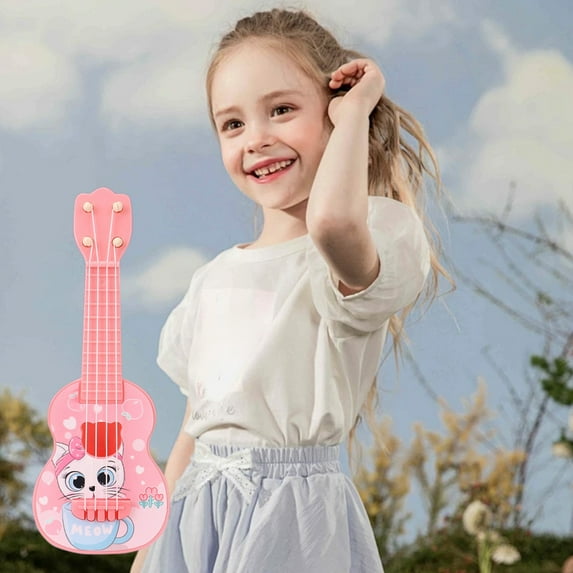 Kids Ukulele Toy, Mini Ukulele For Toddlers, Adjustable Tuning Battery-Free Musical Instrument, Cute Colorful Character Design Lightweight And Durable Plastic