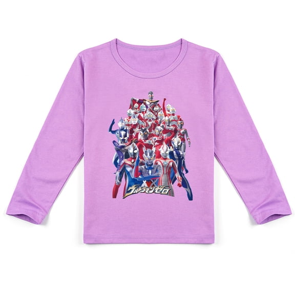Kids Ultraman Cotton Long Sleeve T-shirt: Trendy Print for Spring & Autumn Fashion for Boys and Girls