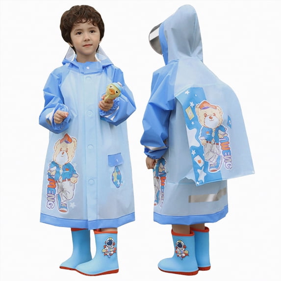 Kids Umbrella & Rain Coats Set For Toddler Boys And Girls Blue 12-15 Years