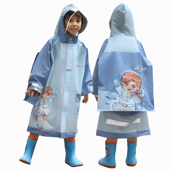Kids Umbrella & Rain Coats Set For Toddler Boys And Girls Sky Blue 8-10 Years