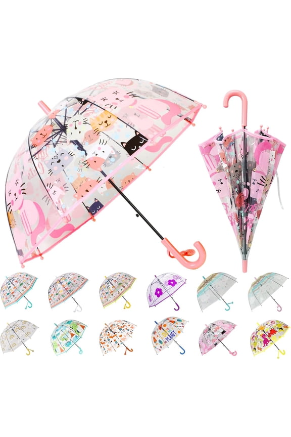 Kids Umbrella for Girls & Boys Toddler Childrens Clear Bubble Umbrella for Kids Small Durable Kids Umbrellas for Rain Outdoor