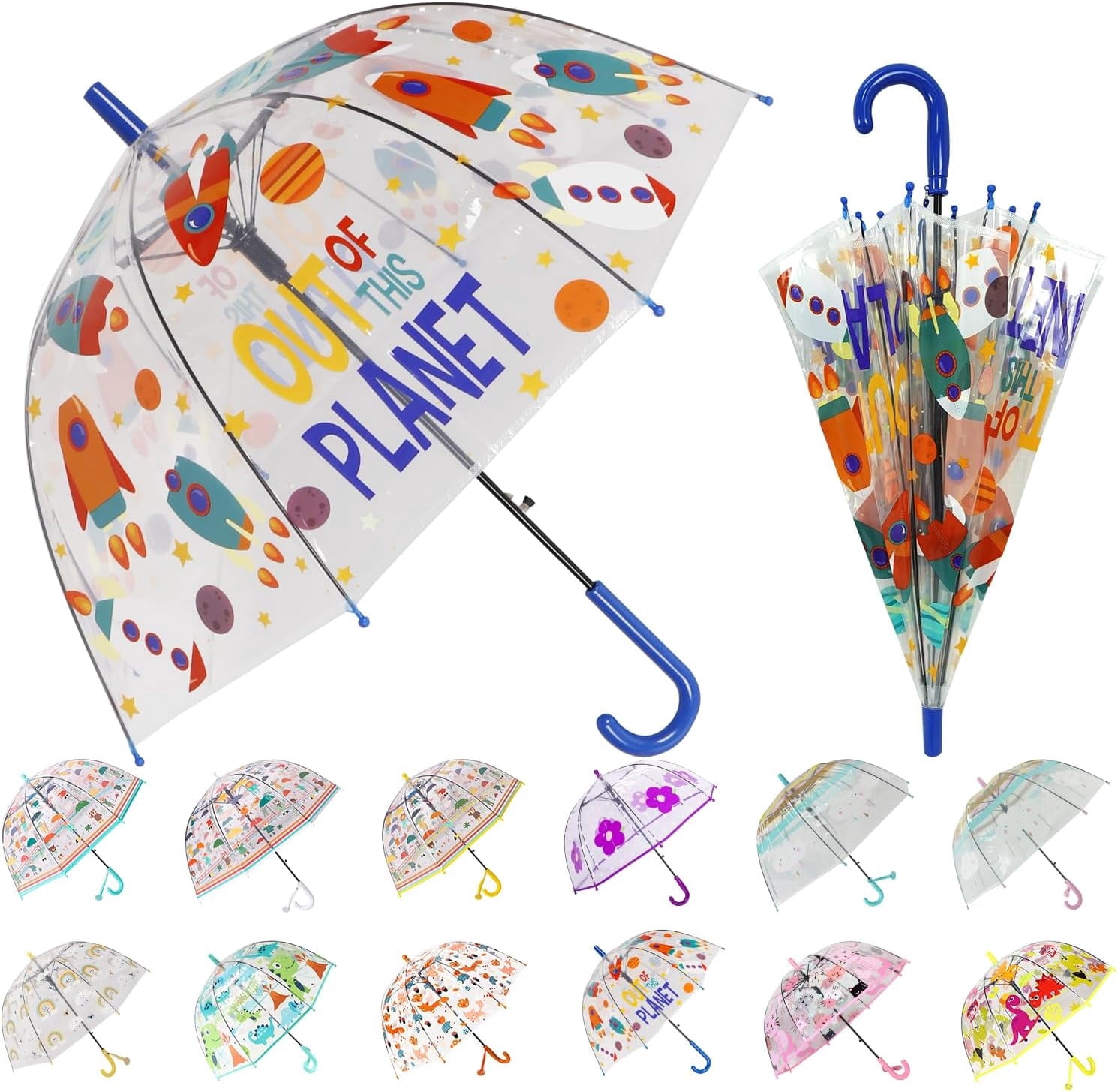 Kids Umbrella for Girls & Boys Toddler Childrens Clear Bubble Umbrella for Kids Small Durable Kids Umbrellas for Rain Outdoor