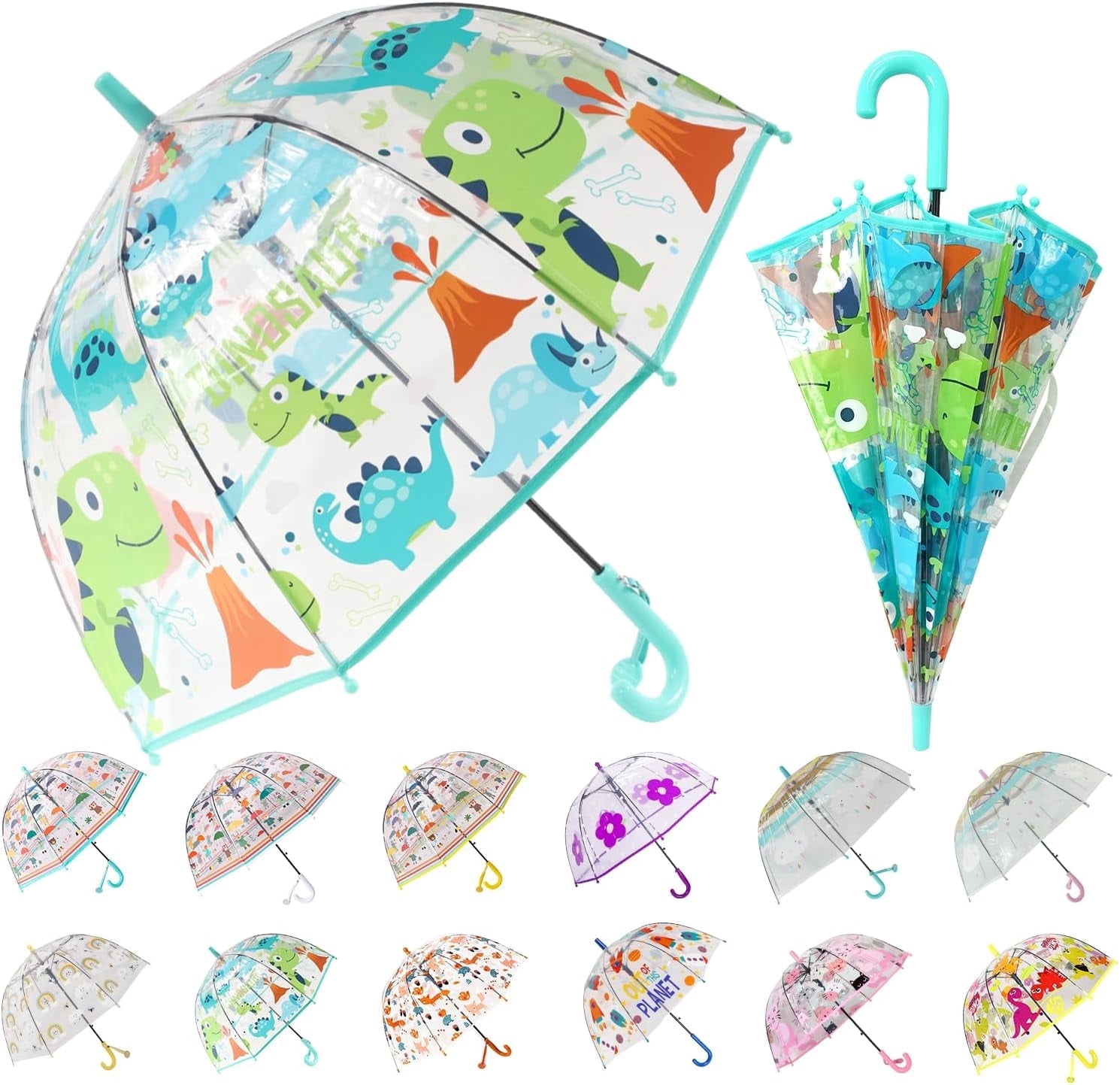 Kids Umbrella for Girls & Boys Toddler Childrens Clear Bubble Umbrella for Kids Small Durable Kids Umbrellas for Rain Outdoor