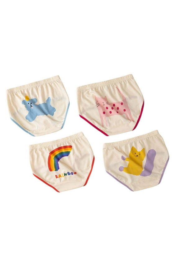 Kids Underwear Girls Children Cute Print Briefs Shorts Pants Underwear Trunks 4Pcs Panties Girls 2 Years-3 Years