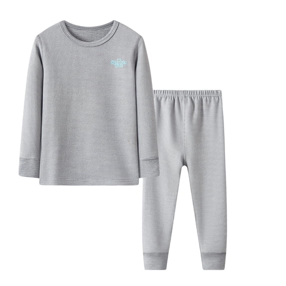 Kids Underwear Set 2 Piece Home Wear Boys Girls Fall Winter Tops Leggings Cotton Fleece Loungewear Clothes, Gray 17 Years