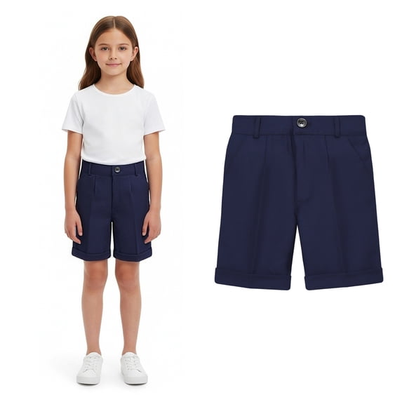 Kids Uniform Pants for Girls Plain Front Stretch Shorts Navy Uniform Pants for Girls Back To School Boys Size 5-6 Years Pants