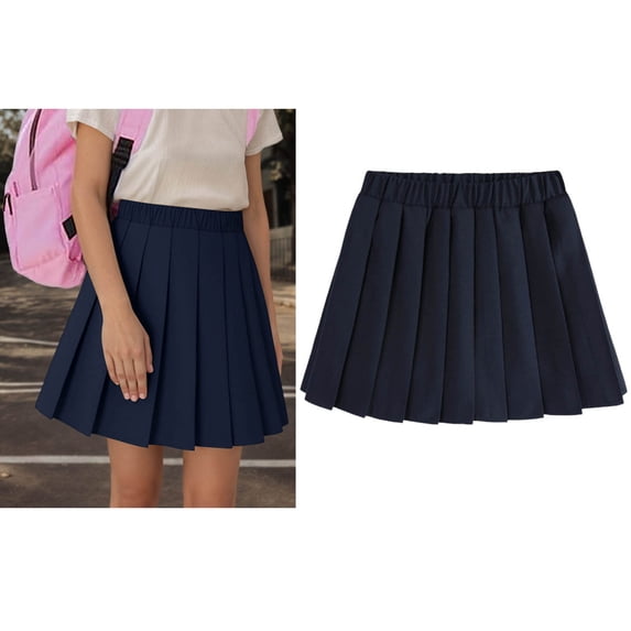 Kids Uniform Skirt A-Line Pleated Scooter Skirt with Shorts Underneath Back To School Clothes for Kids Girls Summer Skirts 7-8 Years