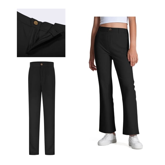 Kids Uniforms for Boys and Girls Straight Pants with Pockets Zipper Style Chino Pants Stretch Pants Boys and Girls Black Uniform Pants Back To School Outfits for Tween Pants 11-12 Years