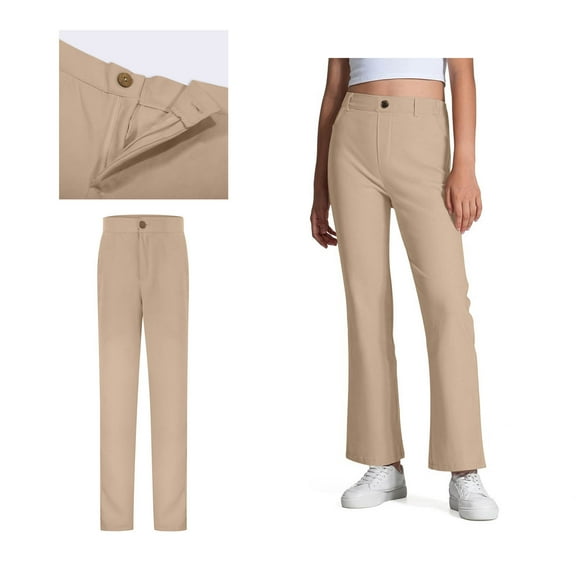 Kids Uniforms for Boys and Girls Straight Pants with Pockets Zipper Style Chino Pants Stretch Pants Khaki Dress Pants for Boys and Girls Back To School Outfits for Kids Pants 9-10 Years