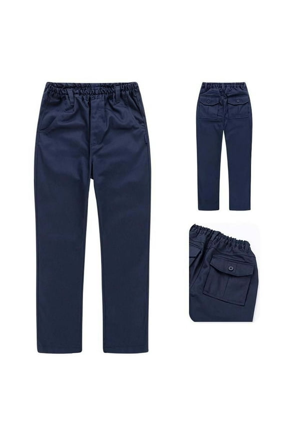 Kids Uniforms for Boys Straight Pants with Pockets Pull On Pants Elastic Waist Pants Navy Blue Uniform Pants for Boys Back To School Clothes for Boys Kids Boys Clothes