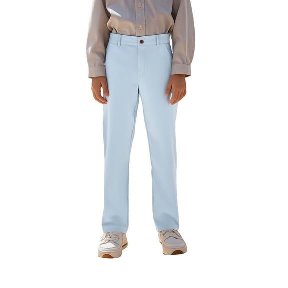 Kids Uniforms for Boys Straight Pants with Pockets Pull On Chino Pants Stretch Pants Blue Uniform Pants Back To School Clothes Teen Boys Clothes 11-12 Years