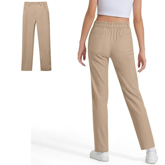 Kids Uniforms for Boys Straight Pants with Pockets Pull on Chino Pants Stretch Pants Khaki Dress Pants for Boys Boys Back to School Clothes Kids Boys Pants Size 7-8 Years