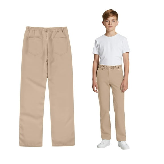 Kids Uniforms for Boys Straight Pants with Pockets Pull On Chino Pants Stretch Pants Khaki Uniform Pants for Boys Boys Back To School Clothes Teen Boys Pants 13-14 Years