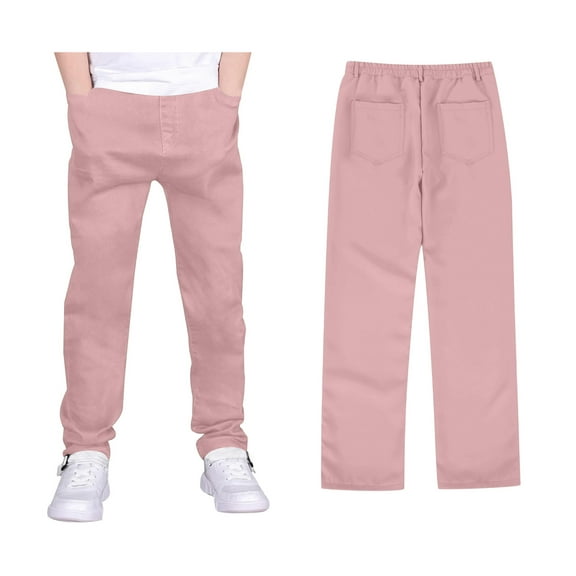 Kids Uniforms for Boys Straight Pants with Pockets Pull On Chino Pants Stretch Pants Pink Uniform Pants Boys Back To School Clothes Kids Preppy Clothes 5-6 Years