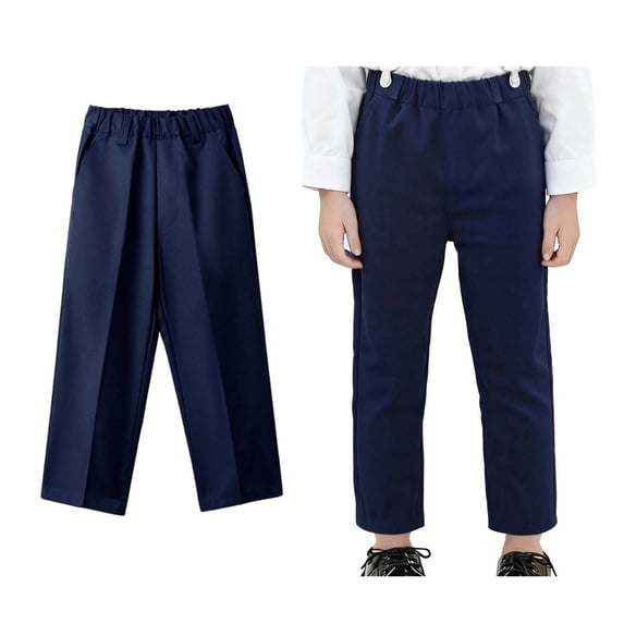 Kids Uniforms for Girls Dress Pants High Stretchy Stretch Pants with Pockets Girls Navy School Pants Back To School Straight Fit School Uniforms 4-5 Years