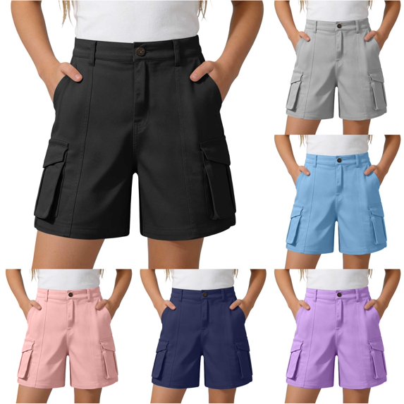 Kids Uniforms For Girls Straight Shorts With Pockets Pull On Chino Shorts Stretch Shorts Girls Black Uniform Shorts Girlss Back To School Clothes Kids Girls Clothes Size 5-6 Years