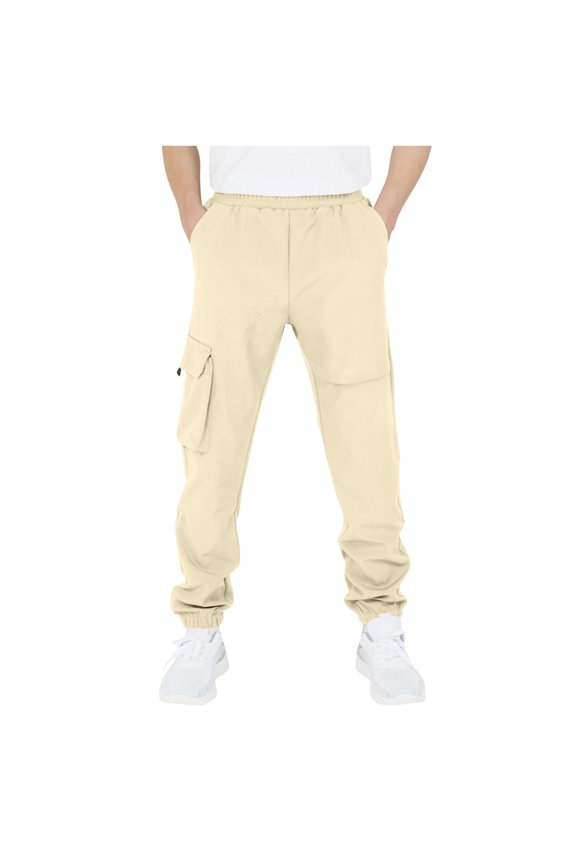 Kids Uniforms for Girls Pants New Boys and Children Sports Cargo Pants Stretch Elastic Waist School Kids Twill Joggers Style B-22 Beige 5 Years