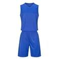 thumbnail image 1 of Kids Unisex Athletic Set 2-Piece Blue Tank Top & Shorts Outfit for Sports, Basketball, PE Class - Quick Dry Breathable Fabric, Loose Fit, Ages 6-12,Size 4-5T, 1 of 5