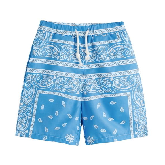 Kids' Unisex Bandana Print Elastic Waist Shorts Lightweight Summer Casual Playwear Multi Color Kids Clothing 2-14Y