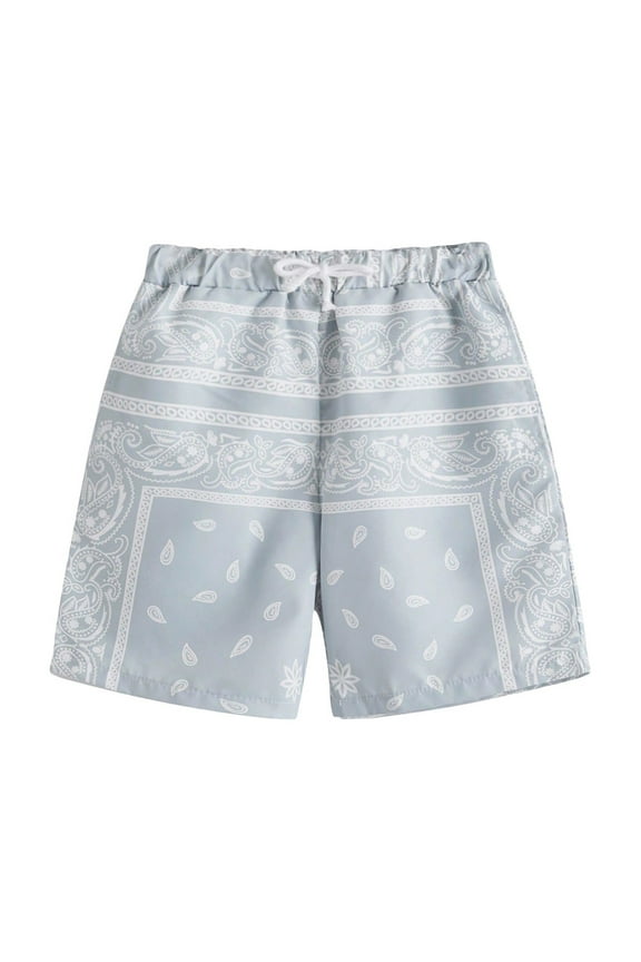 Kids' Unisex Bandana Print Elastic Waist Shorts Lightweight Summer Casual Playwear Multi Color Kids Clothing 2-14Y