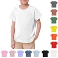 thumbnail image 1 of Kids Unisex Basic Short Sleeve Solid Color T Shirts Pocket Tee Crew Neck Shirt Boys Lightweight T Shirt Classic Tee Tops For Age 6-7Years, 1 of 5