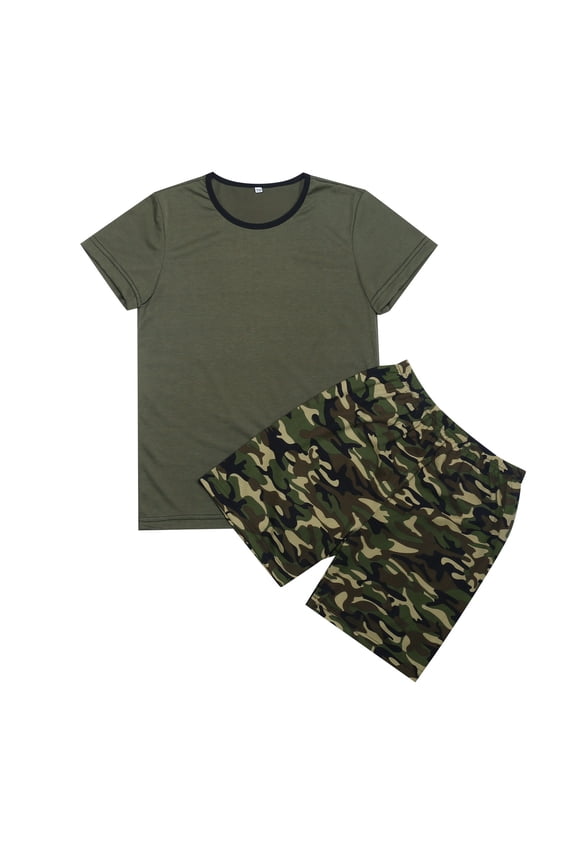 Kids Unisex Camouflage Tactical Uniform Set Cargo Jacket and Pants Outdoor Camping Training Suit Army Green