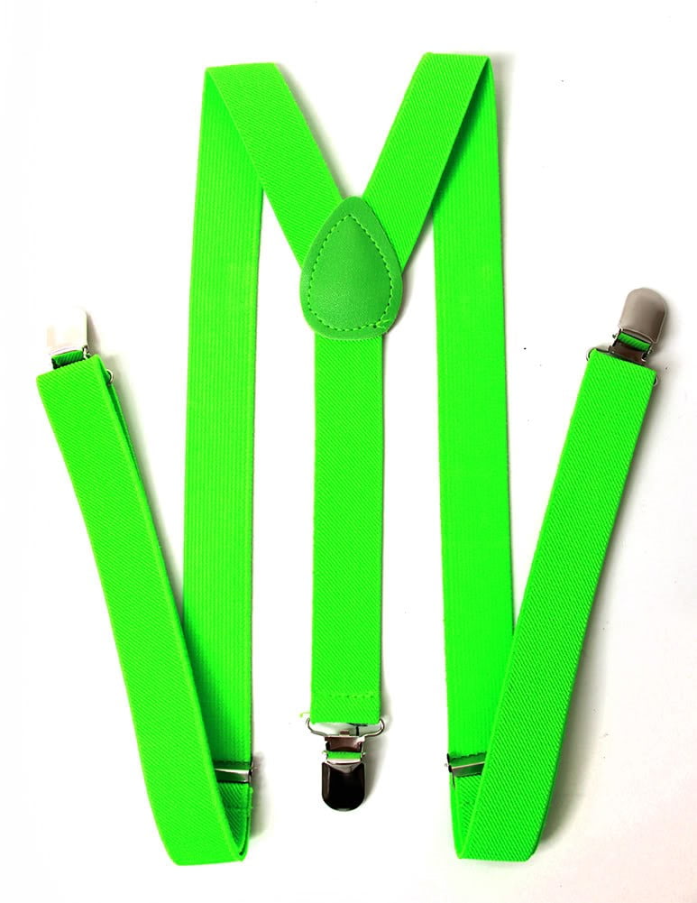Kids Unisex ClipOn Elastic Suspenders Lime Green
