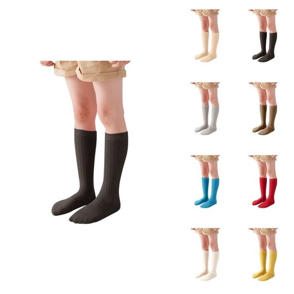 Kids Unisex Crew Socks, Soft Cotton Solid Color Dress Ankle Socks for Toddlers, Happy Face Casual Style, Pack of 5