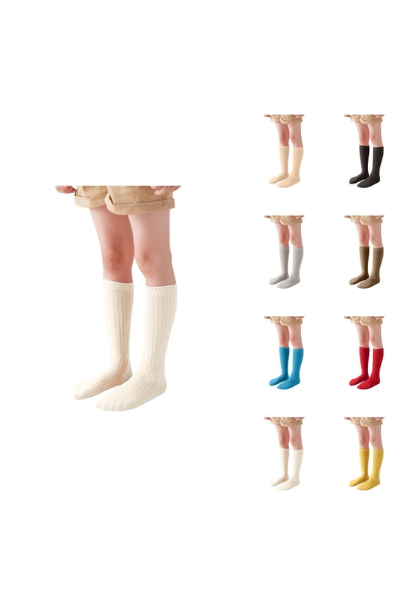 Kids Unisex Crew Socks, Soft Cotton Solid Color Dress Ankle Socks for Toddlers, Pack of 5, Happy Face Casual Fun Socks
