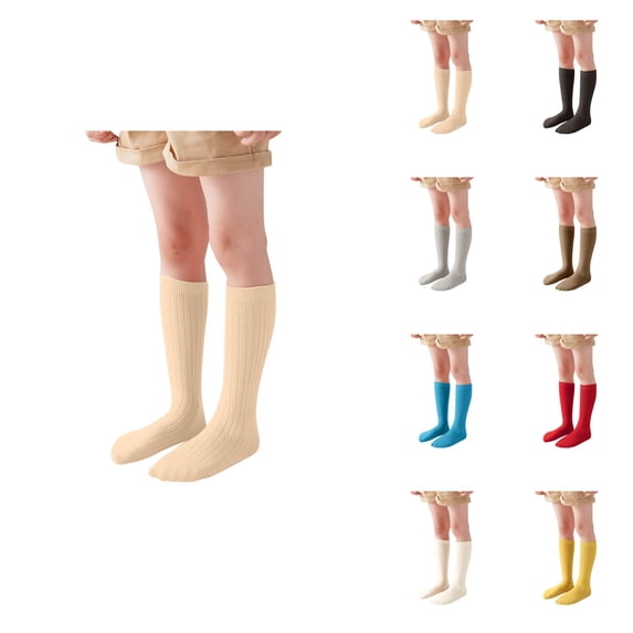 Kids Unisex Crew Socks, Soft Cotton Solid Color Dress Ankle Socks for Toddlers, Pack of 5, Happy Face Casual Fun Socks