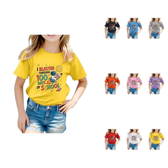 Kids Unisex Graphic Letter Print Short Sleeve T Shirt Soft Crew Neck Tee for Summer Casual Comfortable Fashion Top