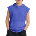 thumbnail image 1 of Kids Unisex Knit Sleeveless Shirts, Pocketed Hooded Tops for School & Outings, 5-14Y, 1 of 8